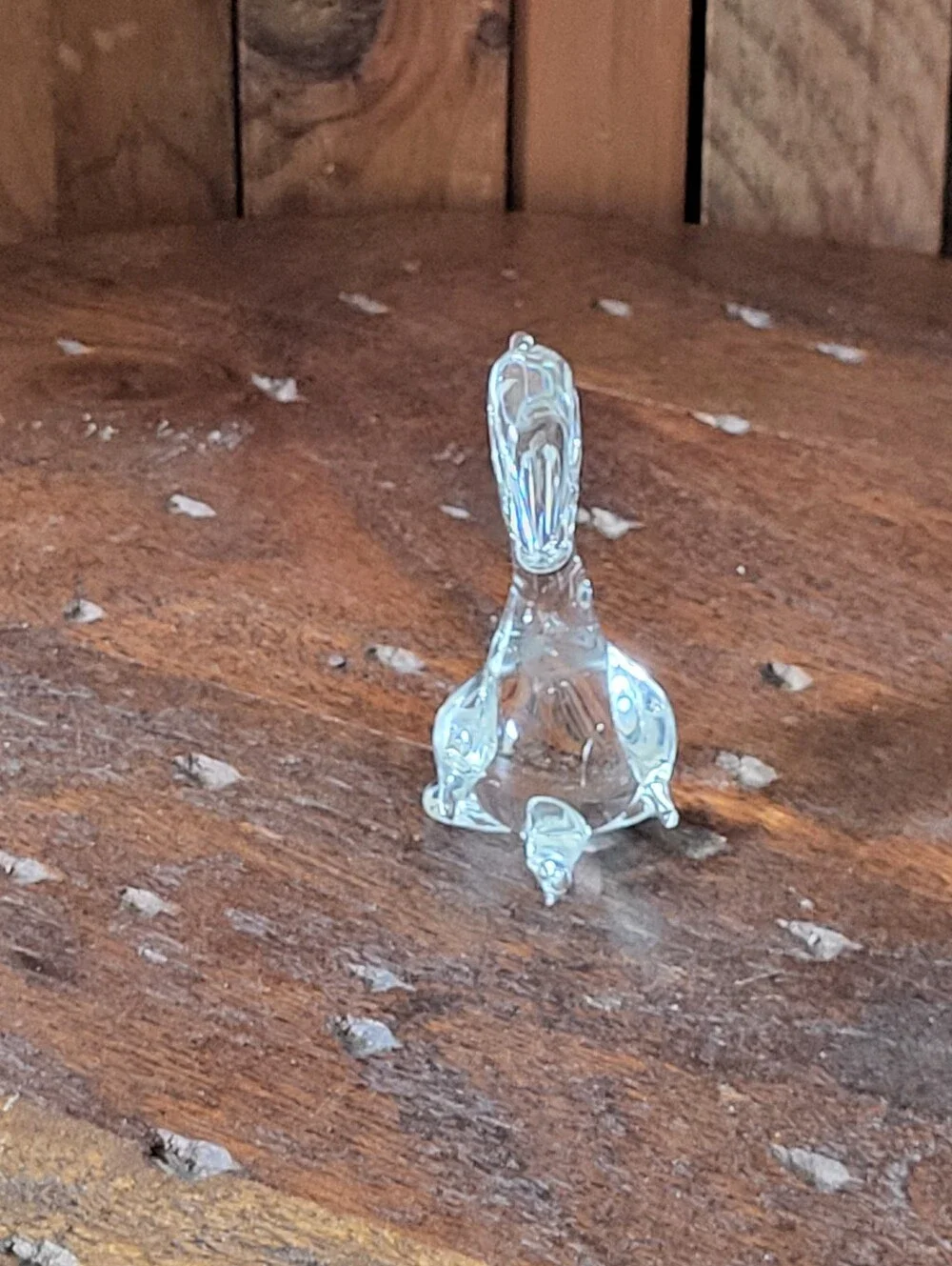 Clear Handblown Glass Duck Figurine